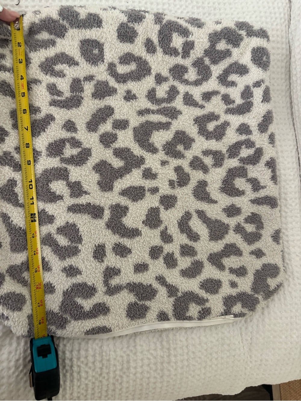 Plush Leopard Print Pillow Cover in Gray and Cream
